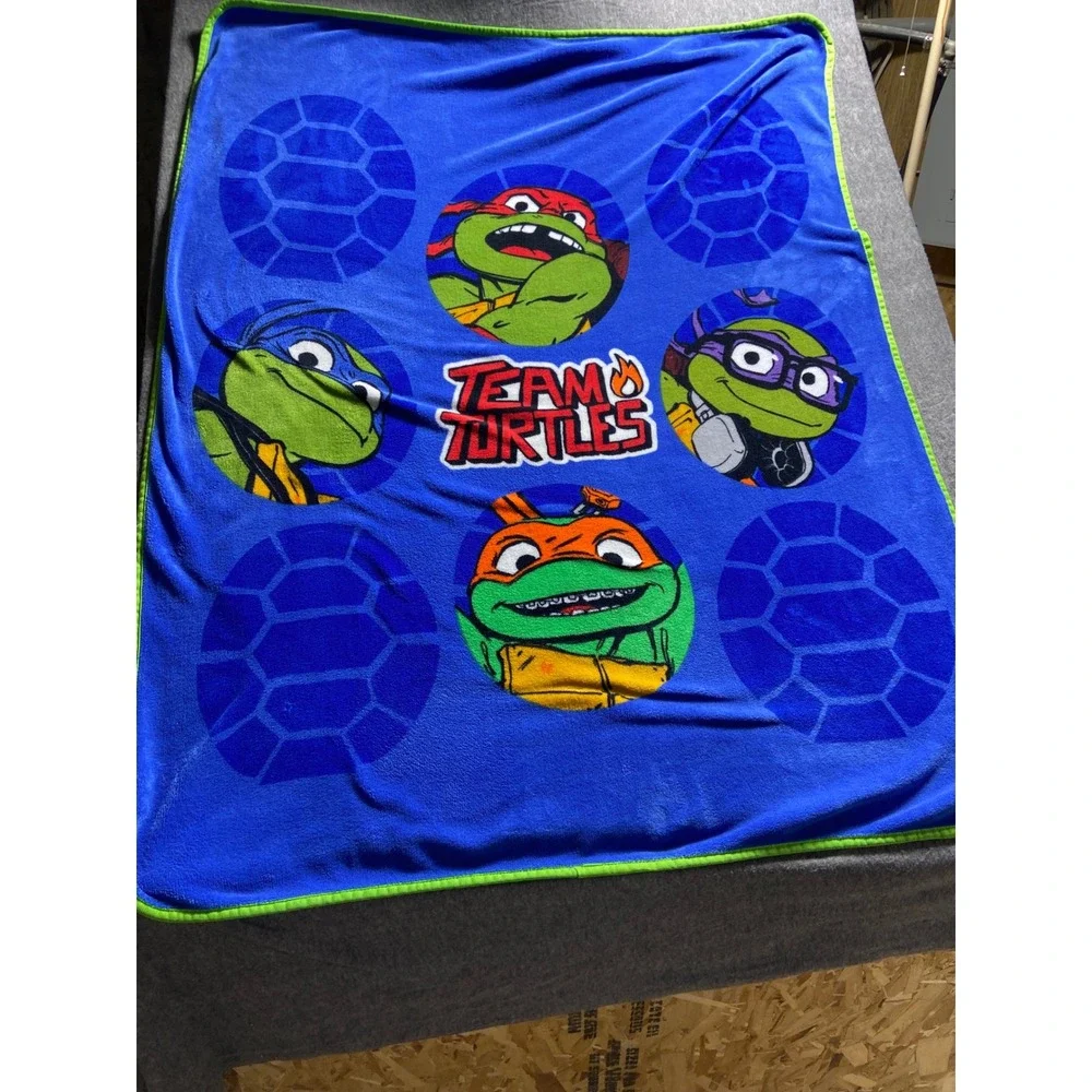 Teenage‎ Mutant Ninja Turtles Mutant Mayhem Blue Plush Throw Blanket 46x60 Kids